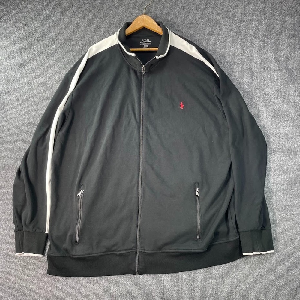 Polo Ralph Lauren Jacket Mens Size 3XLT Full Zip Pockets Cotton Black Pony Logo